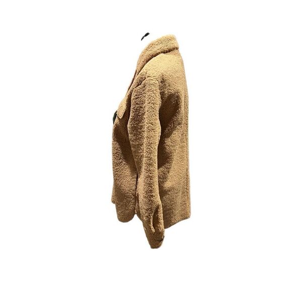 Joie NWT Sherpa Teddy Fleece Shacket Shirt Jacket Camel Brown Button size S - Picture 3 of 8
